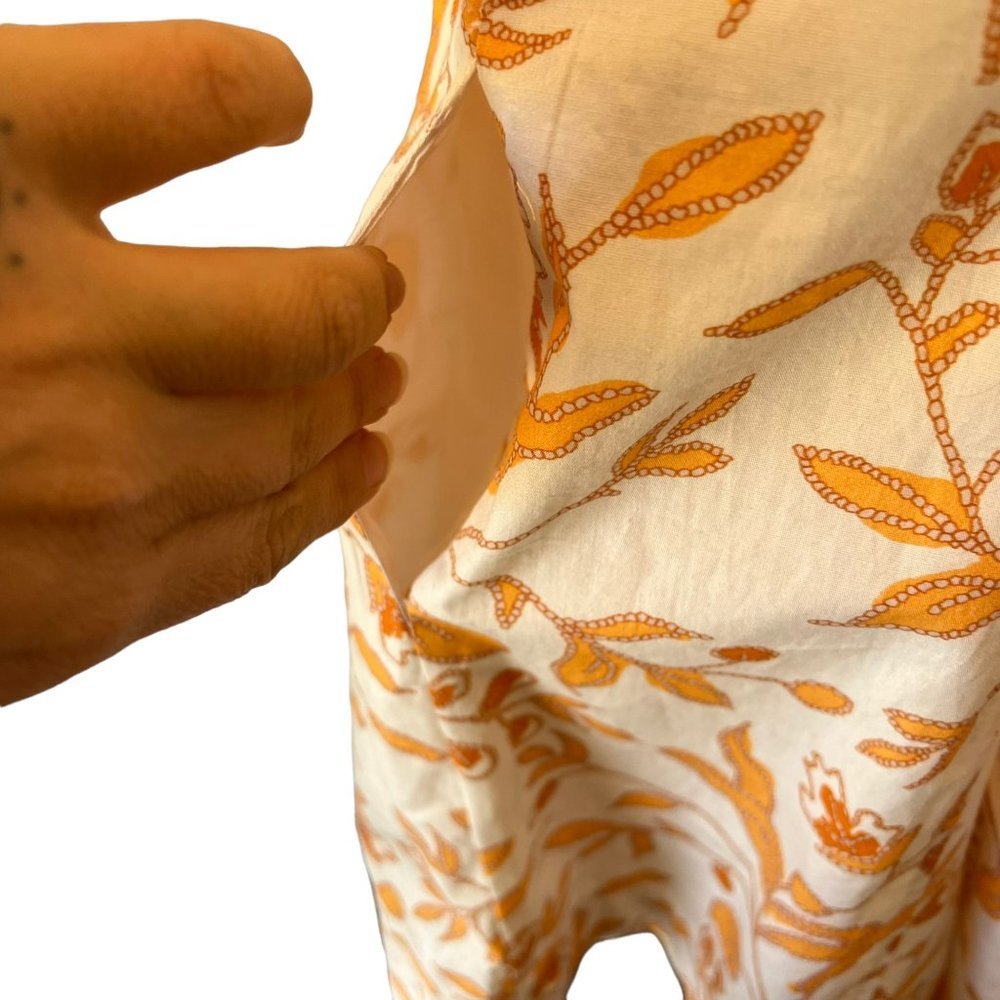 NWT Maeve Anthropologie Orange White Flora Print Sweetheart Fit Flare Short Dres - Picture 3 of 9